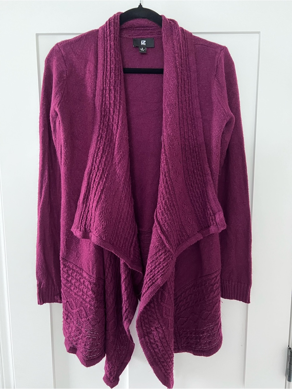 INC International Concepts Magenta Open-Front Draped Cardigan